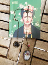 Frida Kahlo Portrait by Fab Ceraolo Necklace Frida Miniature Art  Jewel Painted Necklace Bronzed Painted  Jewel jewelry  Glass Cabochon - QuorArtisticTshirts