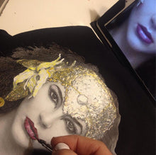 Kate Bush Golden Glitter Headpiece Artistic Hand-Painted 3D T-shirt - QuorArtisticTshirts