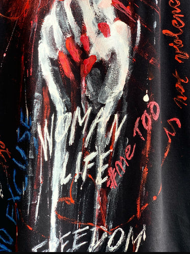 Women Fist Painted Tshirt - Women Life Freedom Tshirt Painted 3d Art on Tee - QuorArtisticTshirts