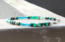 Sea Vibes Bracelet Emerald - Dainty Bracelet - May Birthstone Jewelry - Gift Green Gemstone Bracelet - Blue Apatite Unakite Nature lovers jewel - QuorArtisticTshirts