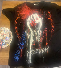 Women Fist Painted Tshirt - Women Life Freedom Tshirt Painted 3d Art on Tee - QuorArtisticTshirts