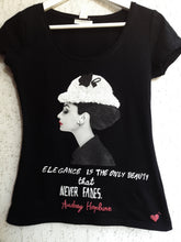 Painted Art T-shirt – Audrey Hepburn with White Hat Portrait - QuorArtisticTshirts