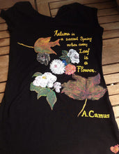 Wearable Poetry – Fall Poetry Tee – Albert Camus – Hand-Painted in Relief - QuorArtisticTshirts