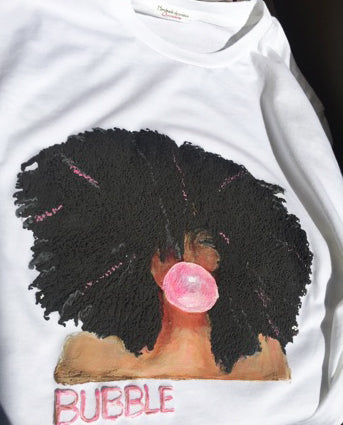 Black Girl Pink Bubble  Painted 3d T-shirt - QuorArtisticTshirts