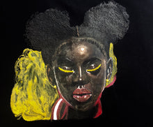 Black Girl Portrait on  T- shirt Painted 3D - QuorArtisticTshirts