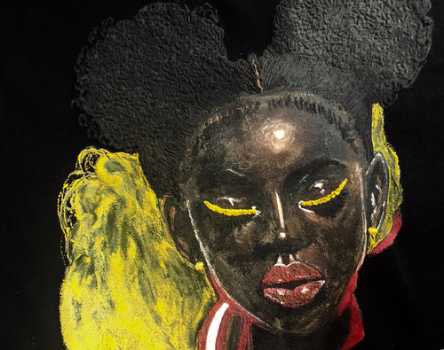 Black Girl Portrait on  T- shirt Painted 3D - QuorArtisticTshirts