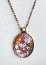 Flowers  Necklace Still Life Miniature Painted Handmade  Jewel - QuorArtisticTshirts