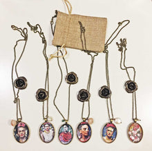 Frida Kahlo Jewel Necklace Bronzed Painting  Pendant jewelry  Glass Cabochon - QuorArtisticTshirts