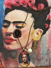 Frida Kahlo Jewel Necklace Bronzed Painting  Pendant jewelry  Glass Cabochon - QuorArtisticTshirts