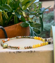 Harmony and Energy Bracelet Green Yellow & Orange Faceted Agates, Unakite, Green Aventurines, Baroque Pearl, 925 Sterling Silver - QuorArtisticTshirts