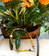 Harmony and Energy Bracelet Green Yellow & Orange Faceted Agates, Unakite, Green Aventurines, Baroque Pearl, 925 Sterling Silver - QuorArtisticTshirts