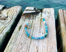 Dainty light Blue Gemstones Bracelet - Calming vibes Bracelet with Agate Jade African Turquoise Apatite Fresh Water Pearls Sterling Silver - QuorArtisticTshirts