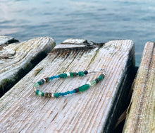Sea Vibes Bracelet Emerald - Dainty Bracelet - May Birthstone Jewelry - Gift Green Gemstone Bracelet - Blue Apatite Unakite Nature lovers jewel - QuorArtisticTshirts