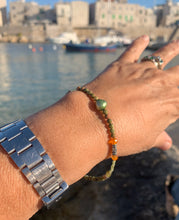 Harmony and Energy Bracelet Green Yellow & Orange Faceted Agates, Unakite, Green Aventurines, Baroque Pearl, 925 Sterling Silver - QuorArtisticTshirts