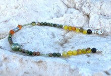 Harmony and Energy Bracelet Green Yellow & Orange Faceted Agates, Unakite, Green Aventurines, Baroque Pearl, 925 Sterling Silver - QuorArtisticTshirts