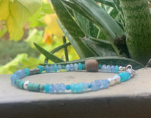 Dainty light Blue Gemstones Bracelet - Calming vibes Bracelet with Agate Jade African Turquoise Apatite Fresh Water Pearls Sterling Silver - QuorArtisticTshirts