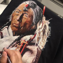 NAVAJO CHIEF Painted Tshirt - Native Chief  painting on Tee - QuorArtisticTshirts