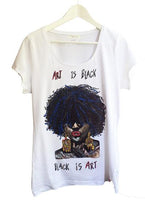 BLACK IS ART Tshirt Black natural kinky Hair  QUEEN T-shirt - QuorArtisticTshirts