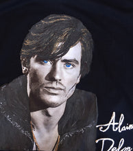 Hand-Painted Alain Delon T-Shirt – Striking Blue Eyes Portrait - QuorArtisticTshirts
