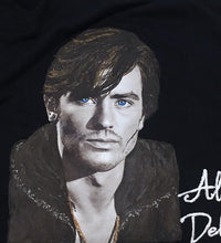 Hand-Painted Alain Delon T-Shirt – Striking Blue Eyes Portrait - QuorArtisticTshirts