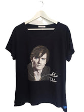 Hand-Painted Alain Delon T-Shirt – Striking Blue Eyes Portrait - QuorArtisticTshirts