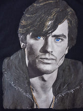 Hand-Painted Alain Delon T-Shirt – Striking Blue Eyes Portrait - QuorArtisticTshirts