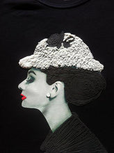 Painted Art T-shirt – Audrey Hepburn with White Hat Portrait - QuorArtisticTshirts