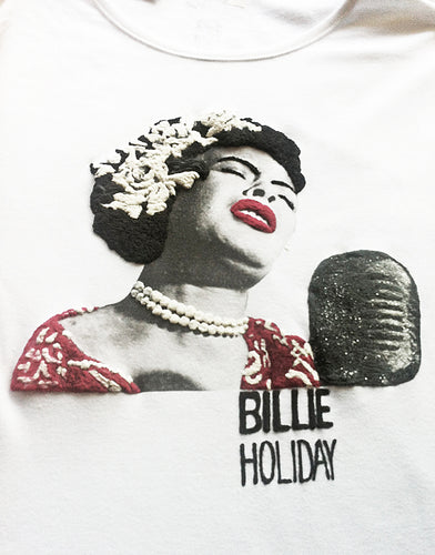 Billie Holiday T-shirt – Black Jazz Legend Hand-Painted Art - QuorArtisticTshirts