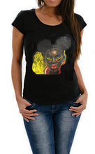 Black Girl Portrait on  T- shirt Painted 3D - QuorArtisticTshirts