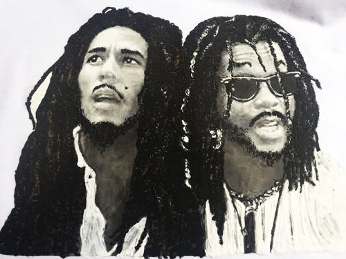 BOB MARLEY & PETER TOSH  T shirt  Painted - QuorArtisticTshirts