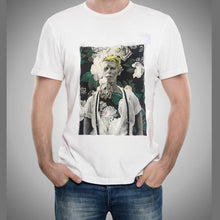 DAVID BOWIE Portrait  Art to Wear T-shirt  on Flowers background PAINTED 3d - QuorArtisticTshirts