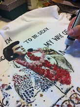 Artistic Elvis Presley t-shirt painted in textured 3D. Celebrate the legendary icon with this handcrafted wearable artwork. - QuorArtisticTshirts