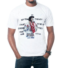 Artistic Elvis Presley t-shirt painted in textured 3D. Celebrate the legendary icon with this handcrafted wearable artwork. - QuorArtisticTshirts