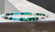 Sea Vibes Bracelet Emerald - Dainty Bracelet - May Birthstone Jewelry - Gift Green Gemstone Bracelet - Blue Apatite Unakite Nature lovers jewel - QuorArtisticTshirts