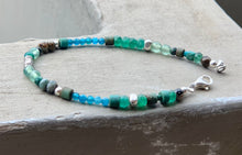 Sea Vibes Bracelet Emerald - Dainty Bracelet - May Birthstone Jewelry - Gift Green Gemstone Bracelet - Blue Apatite Unakite Nature lovers jewel - QuorArtisticTshirts