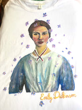 Emily Dickinson Hand-Painted T-Shirt – Artistic Portrait with Violets 💜🎨 - QuorArtisticTshirts