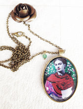 Frida Kahlo artistic Necklace Painted Handmade  Jewel Frida Kahlo inspired - QuorArtisticTshirts
