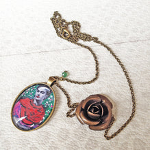 Frida Kahlo artistic Necklace Painted Handmade  Jewel Frida Kahlo inspired - QuorArtisticTshirts