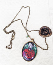Frida Kahlo artistic Necklace Painted Handmade  Jewel Frida Kahlo inspired - QuorArtisticTshirts