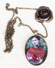 Frida Kahlo artistic Necklace Painted Handmade  Jewel Frida Kahlo inspired - QuorArtisticTshirts