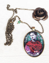 Frida Kahlo artistic Necklace Painted Handmade  Jewel Frida Kahlo inspired - QuorArtisticTshirts