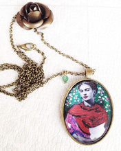 Frida Kahlo artistic Necklace Painted Handmade  Jewel Frida Kahlo inspired - QuorArtisticTshirts