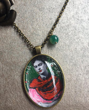 Frida Kahlo artistic Necklace Painted Handmade  Jewel Frida Kahlo inspired - QuorArtisticTshirts
