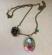 Frida Kahlo artistic Necklace Painted Handmade  Jewel Frida Kahlo inspired - QuorArtisticTshirts