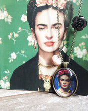 Frida Kahlo Jewel Necklace Bronzed Painting  Pendant jewelry  Glass Cabochon - QuorArtisticTshirts