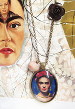 Frida Kahlo Jewel Necklace Bronzed Painting  Pendant jewelry  Glass Cabochon - QuorArtisticTshirts