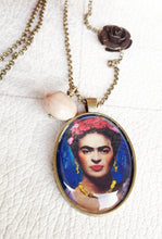 Frida Kahlo Jewel Necklace Bronzed Painting  Pendant jewelry  Glass Cabochon - QuorArtisticTshirts