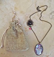 Frida Kahlo Portrait by Fab Ceraolo Necklace Frida Miniature Art  Jewel Painted Necklace Bronzed Painted  Jewel jewelry  Glass Cabochon - QuorArtisticTshirts