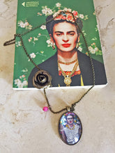 Frida Kahlo Portrait by Fab Ceraolo Necklace Frida Miniature Art  Jewel Painted Necklace Bronzed Painted  Jewel jewelry  Glass Cabochon - QuorArtisticTshirts