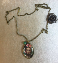 Frida Kahlo Portrait Necklace Bronzed Painting Jewel Pendant jewelry  Glass Cabochon - QuorArtisticTshirts
